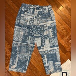 POL Denim Blue Paisley Pants size Medium